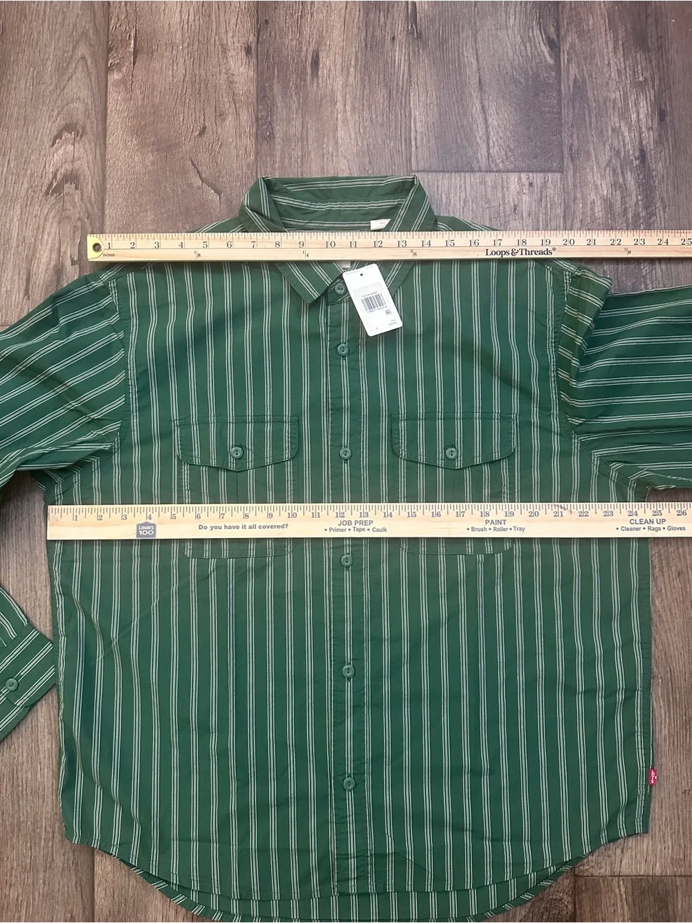 Levi's Relaxed Crop Casual Formal Button-Down Shirt Men’s Sz L Striped Green